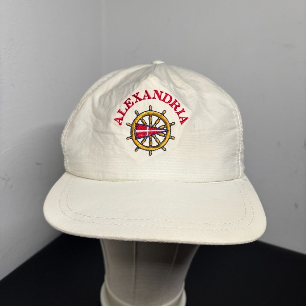 Vintage Alexandria Snapback Hat Embroidered Cap OSFM White Made‎ in USA Unisex
